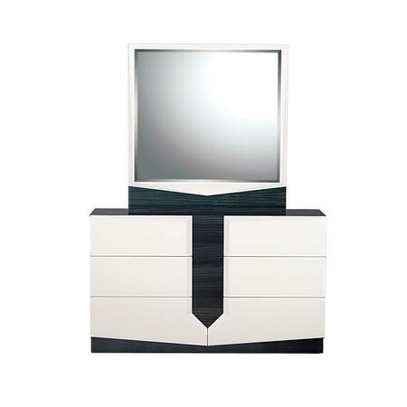 GFANCY FIXTURES Mirror with Rectangular Wood Trim, White & Grey GF3654770